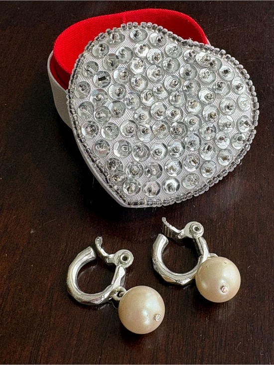 Monet Jewelry - Vintage Money Pearl Drop Silver Hoop Earrings